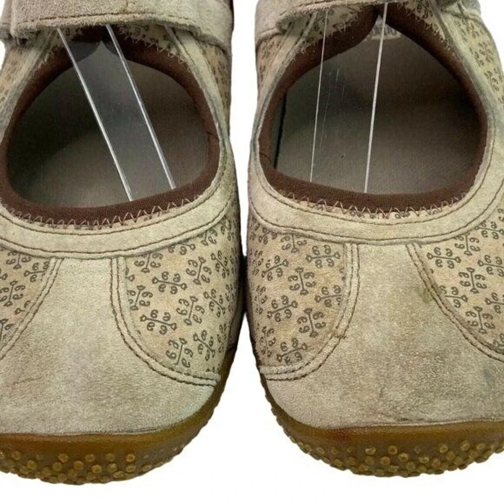 Merrell Circuit Mary Jane Leather Shoes Womens 7.5 Taupe Print Tan Comfort Clean
